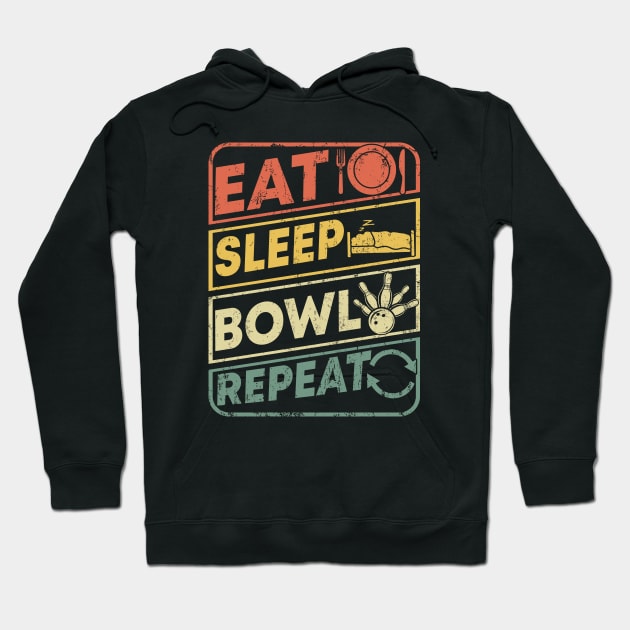 cool Bowler gifts Eat Sleep Bowl Repeat funny retro bowling Hoodie by UNXart